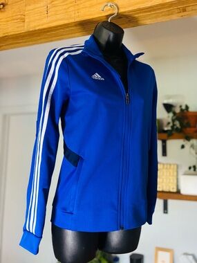 Adidas Royal Blue 3-Stripe Full Zip Training Track Jacket